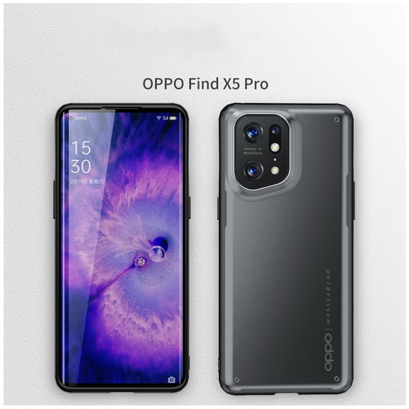 เคส OPPO Find X5 Pro 5G #เคสฝาหลังโปร่งแสงสีขุ่นขอบทึบ +TPU Hybrid Case