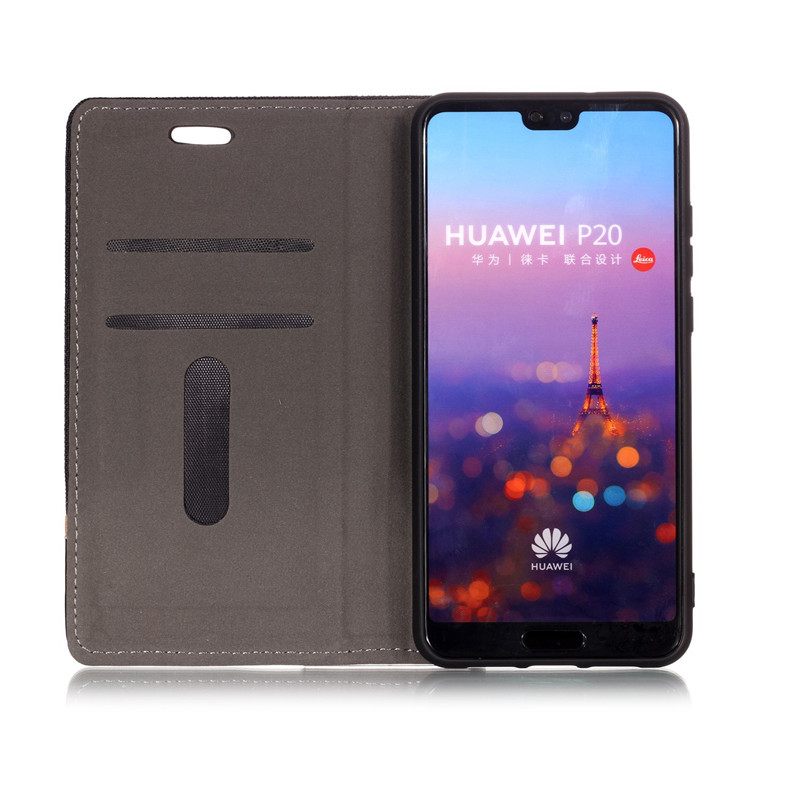 Case Huawei P20 Pro #เคสฝาพับหนัง PU ผิวเคลือบ Cloth Texture Splicing PU Leather