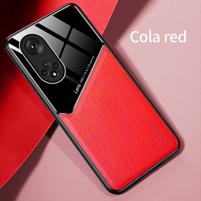 เคส Huawei Nova 9 #เคสฝาหลังไฮบริด PU +TPU + glass สีทูโทน Shockproof Leather Mirror Glass Silicone Phone Back Cover