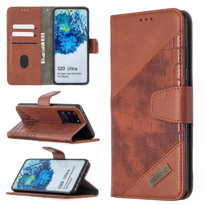 เคส Samsung Galaxy A71 #เคสฝาพับหนัง PU ลายนูนมีช่องเสียบบัตร Luxury Crocodile Texture Wallet Emboss Leather Stand Phone Case