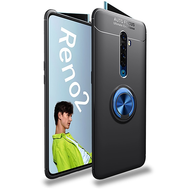 Case OPPO Reno 2 #เคสฝาหลัง TPU Finger Ring Kickstand (แผ่นโลหะแบบ Built-in)
