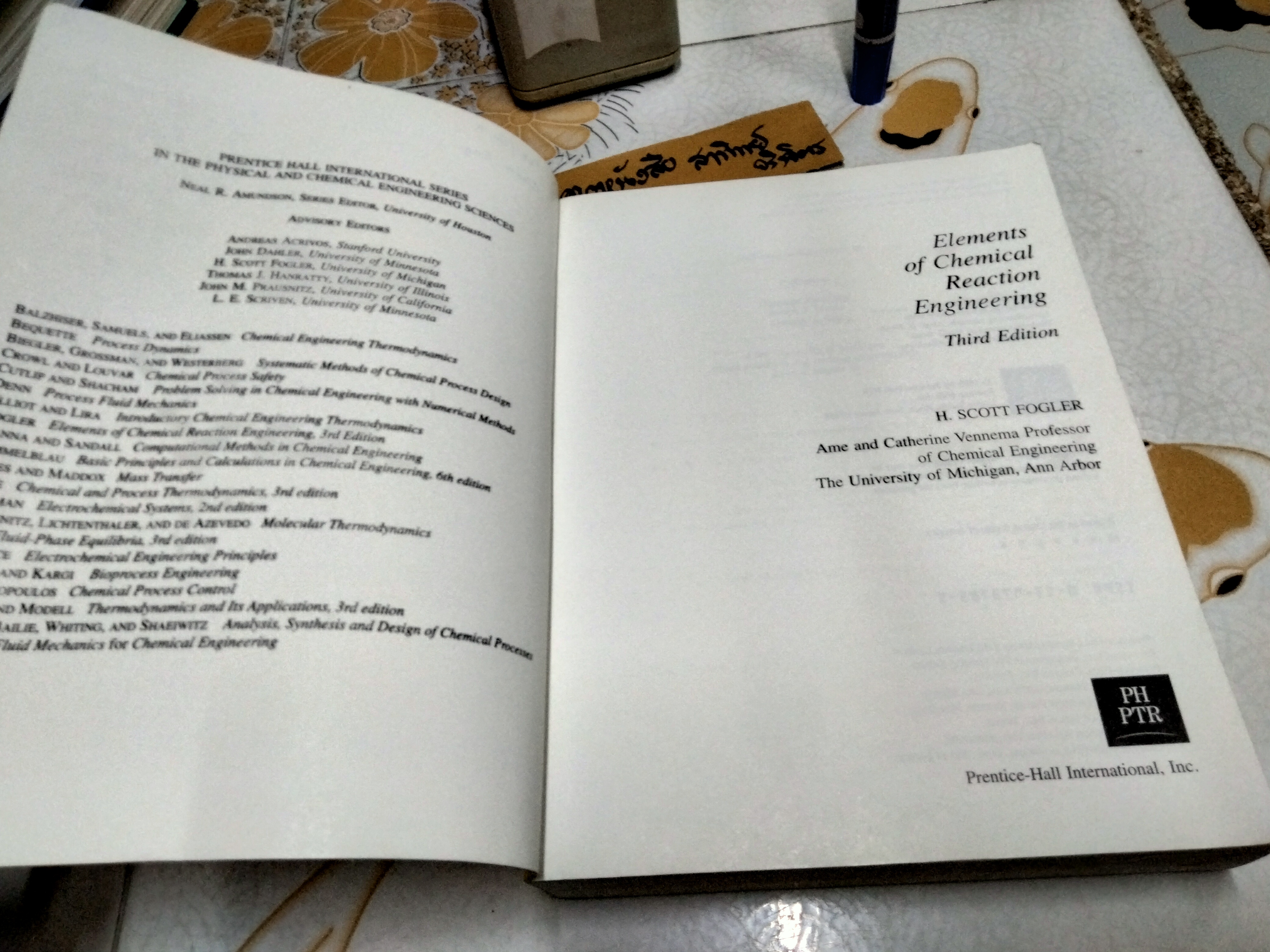 Elementary of Chemical Reaction Engineering (without CD) 3rd edition, H. Scott Fogler 1999 **สินค้าหมด**