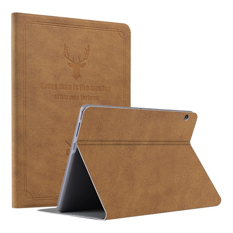 Case Huawei MediaPad M5 Lite 8 #เคสฝาพัหนัง PU แบบสมาร์ท Imprint Deer and Quote Flip เคสคุณภาพดีราคาถูก