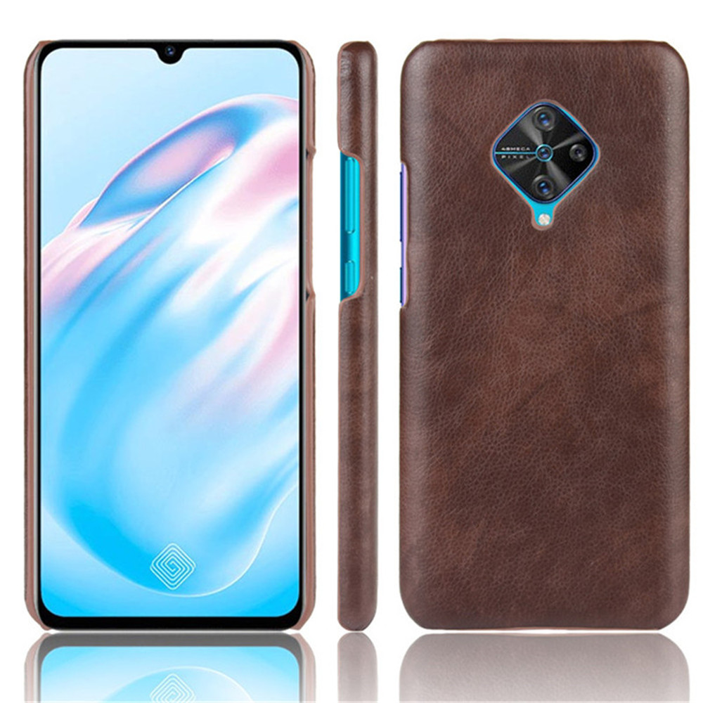 Case Vivo S1 Pro #เคสฝาหลังพลาสติกแข็งเคลือบหนัง PU ลายผิวลิ้นจี่ Litchi Skin Leather Coated