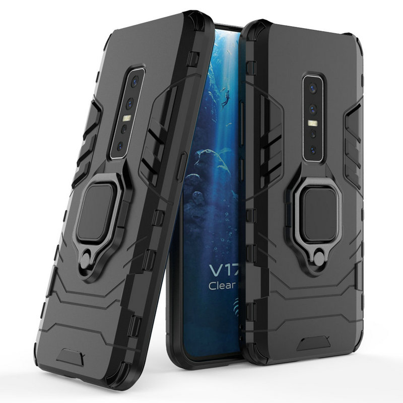 Case Vivo V17 Pro #เคสฝาหลังพลาสติกแข็ง +TPU Hybrid Case มีแหวนสวมนิ้วโลหะ