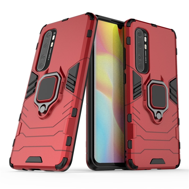 Case Xiaomi Mi Note 10 Lite #เคสฝาหลังพลาสติกแข็ง +TPU Hybrid Case มีแหวนสวมนิ้วโลหะ