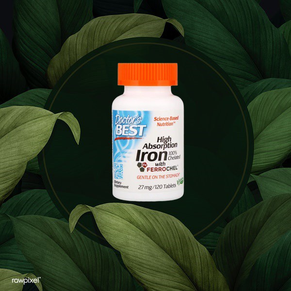 Doctor's Best® High Absorption Iron With Ferrochel 27mg 120 Tablets ธาตุเหล็ก ดูดซึมได้อย่างมีประสิทธิภาพ