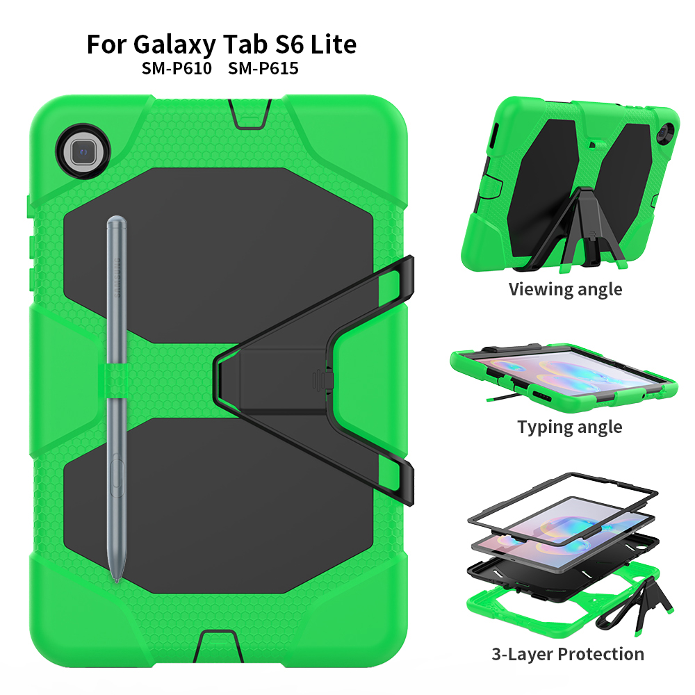 เคส Samsung Galaxy Tab S6 Lite 10.4 SM-P610 P615 P617 #เคสไฮบริดกันกระแทก ซิลิโคน+พลาสติกกันกระแทกมีขาตั้ง Shockproof Heavy Duty Armor
