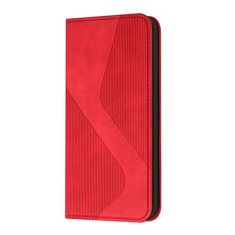 Case iPhone 14#เคสฝาพับแบบกระเป๋าสตางค์หนัง PU มีช่องใส่บัตร Magnetic Leather S Line Wallets Flip Case