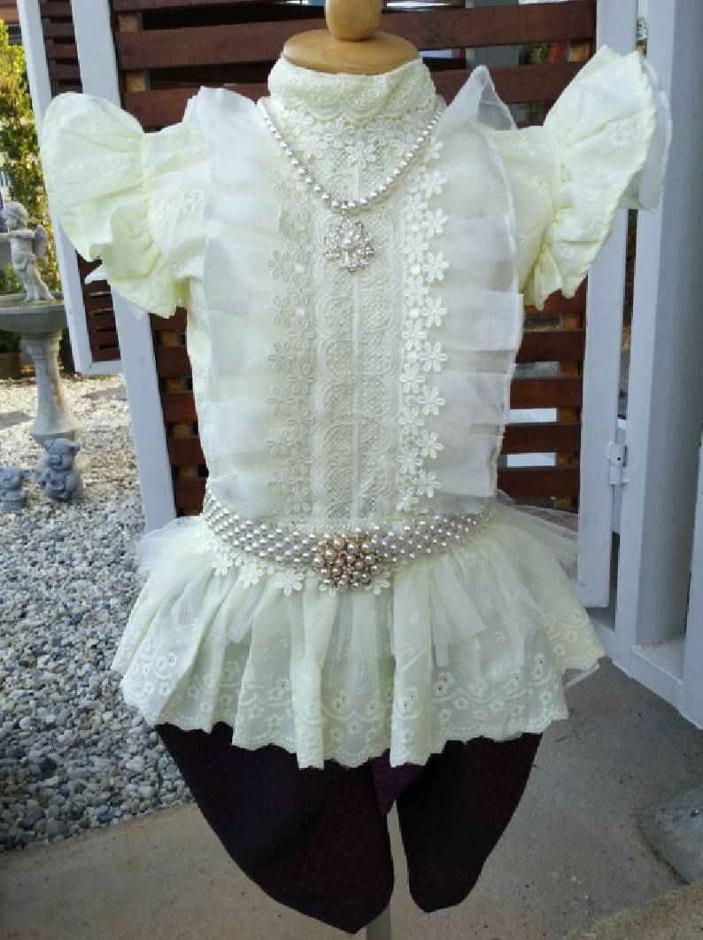 ชุดไทยเด็กหญิง เสื้อลูกไม้กับโจง