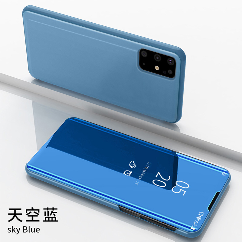 เคส Samsung Galaxy S10 Lite #เคสฝาพับปกโปร่งแสงผิวเงา Electroplating Mirror Surface Window View