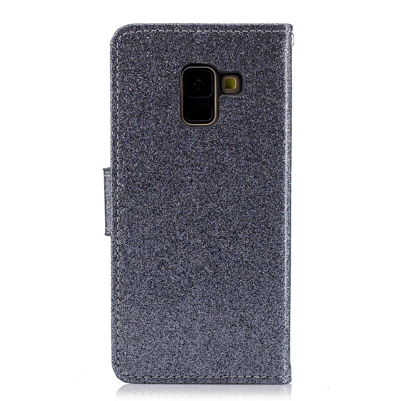 เคส Samsung Galaxy A8 + (2018) #เคสฝาพับ Flash Powder Leather Wallet Case