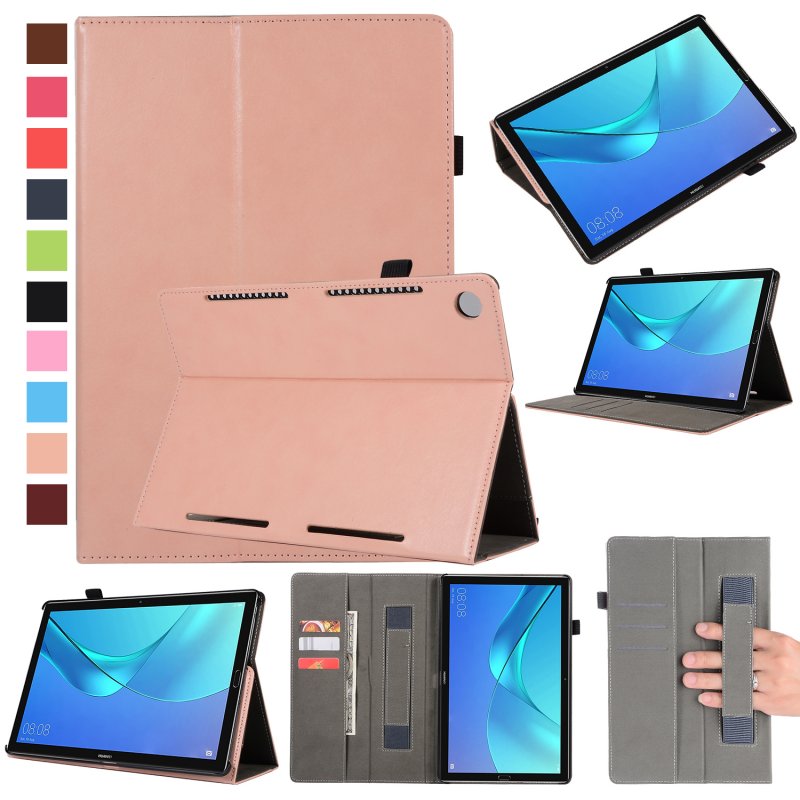 Case Huawei MediaPad M5 Pro 10.8 นิ้ว #เคสฝาพับหนัง PU มีที่สวมนิ้ว Wallet Stand Leather Cover Shell with Elastic Band