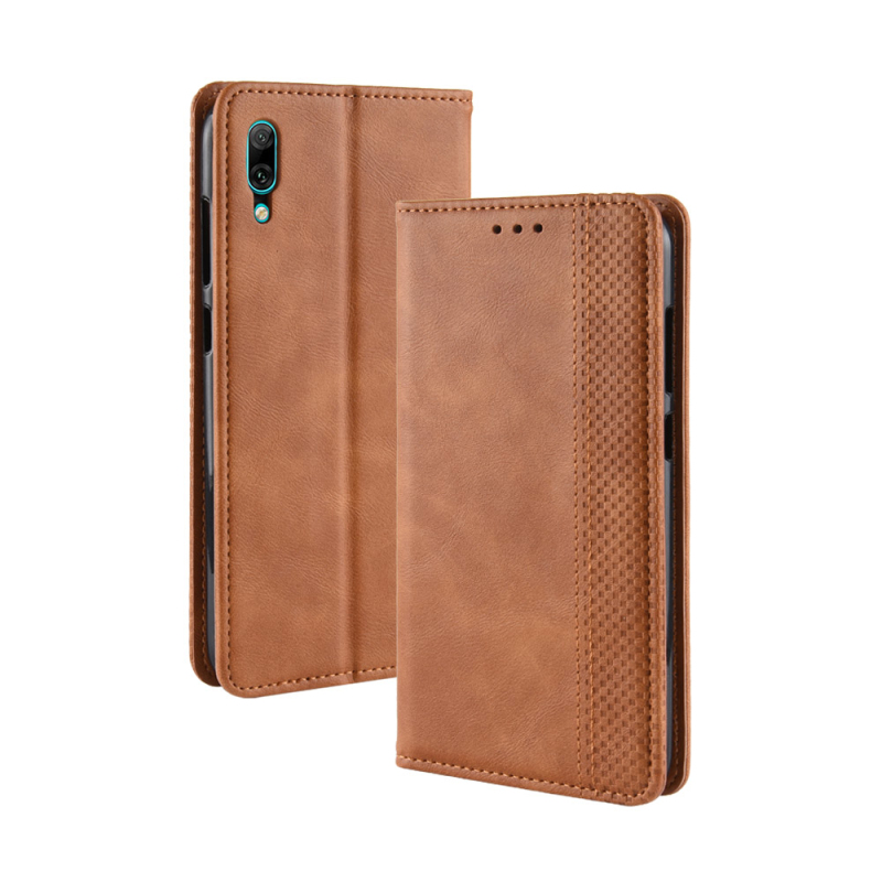เคส Y7 Pro (2019) #เคสฝาพับปกหนังสไตล์วินเทจดูดซับอัตโนมัติแบบกระเป๋าสตางค์