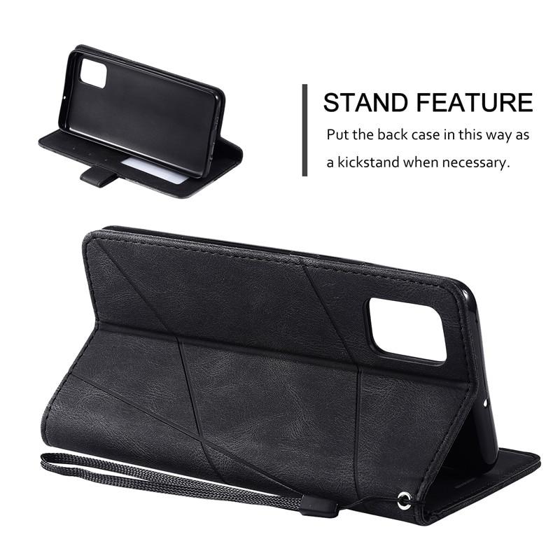 Case Samsung Galaxy A51 #เคสฝาพับหนัง PU มีช่องเสียบบัตรอื่นๆในตัว Geometric Pattern Leather Card Holder Protective