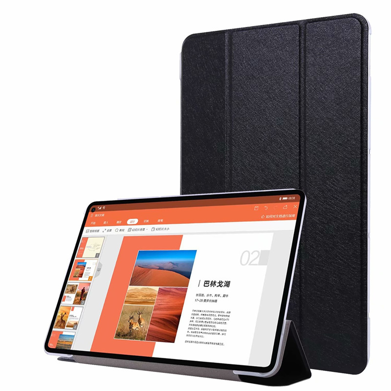 เคส Huawei MatePad 10.4 (2020) #เคสฝาพับหนัง PU พับสามพับ Silk Texture Leather Stand Case