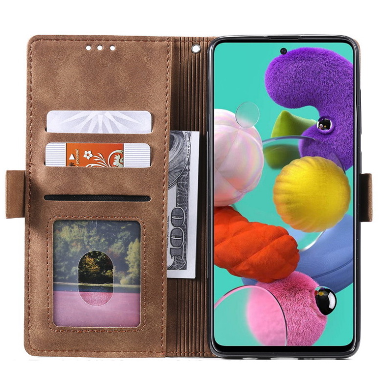 Case Samsung Galaxy A52 / A52 5G / A52s 5G#เคสฝาพับหนัง PU สีทูโทนมีที่เสียบการ์ด สายคล้องมือ Card Slots Luxury Flip Stand Leather Wallet Cover