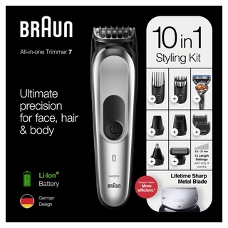 Braun® All-in-one Trimmer 7 Styling Kit 10-in-1 With Gillette Fusion5 ProGlide Razor Model MGK7221 เครื่องโกนหนวด