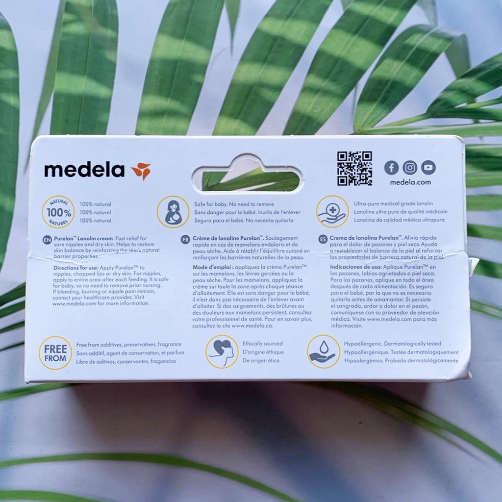 ครีมทาหัวนม สำหรับคุณแม่ Purelan Lanolin Cream for Sore Nipples and Dry Skin 100% Natural 37 g (Medela®) ลดอาการเจ็บหัวนม คัด ตึงเต้านม แห้ง แตกลาย
