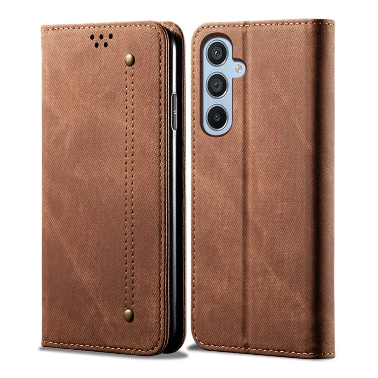 Case Samsung Galaxy S23 FE 5G#เคสฝาพับสไตล์ย้อนยุคผิวผ้ายีนส์แบบกระเป๋าสตางค์