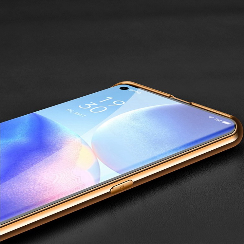 เคส OPPO Reno 5 Pro 5G #เคสฝาหลังหนังแท้ผิวลิ้นจี่ขอบเงา Luxury genuine leather case with plated edges