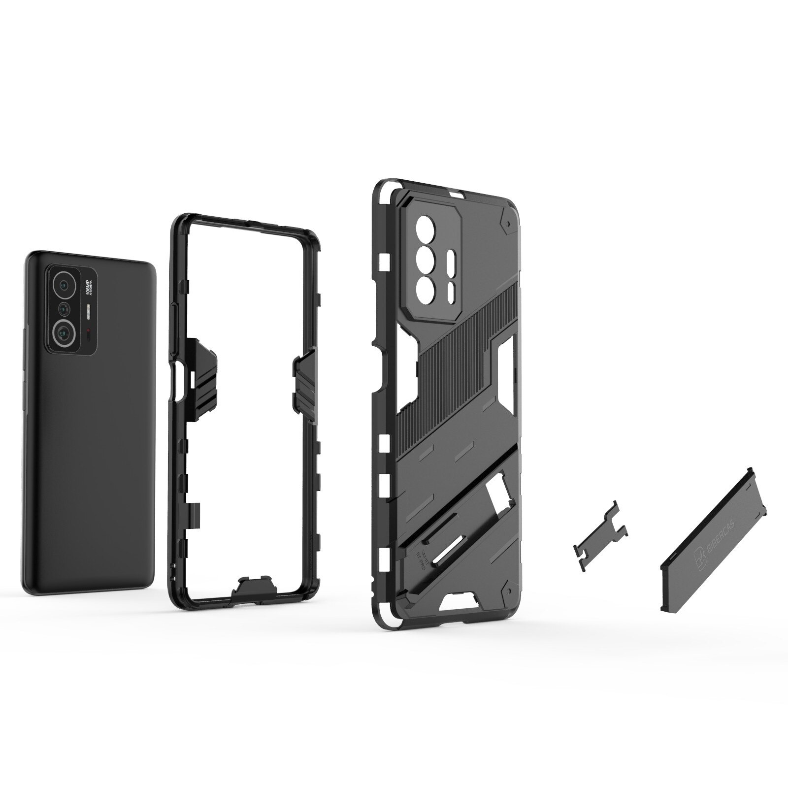 เคส Xiaomi 11T / 11T Pro#เคสฝาหลังพลาสติก ไฮบริด TPU + Kickstand