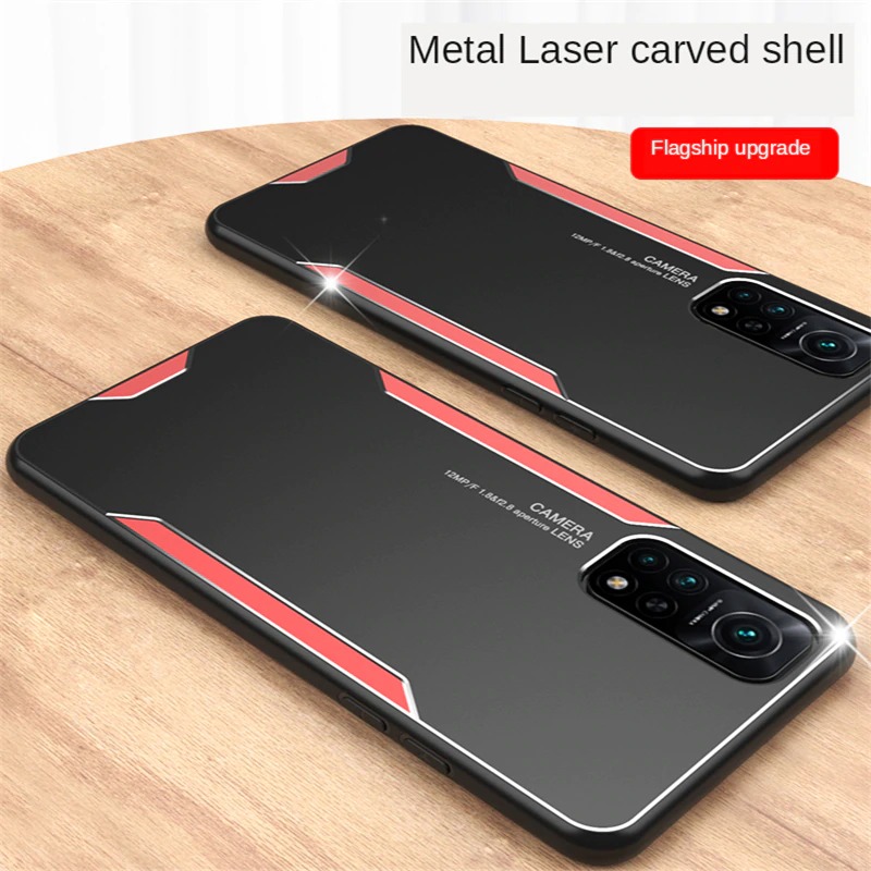 เคส Xiaomi Mi 10T Pro #เคสฝาหลังไฮบริด Metal +TPU Shockproof metal back plate Phone Back Cover