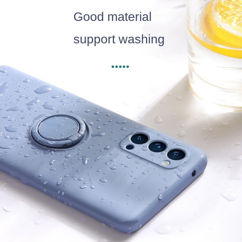เคส OPPO Reno 5 Pro 5G #เคสฝาหลังซิลิโคนนิ่มมีแหวนสวมนิ้ว Liquid Silicone Back Case