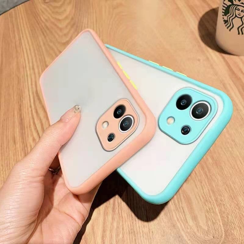 เคส Xiaomi Mi 11 #เคสฝาหลังขอบซิลิโคนิ่ม Fashion Color Liquid Frame Anti-fall Phone Case