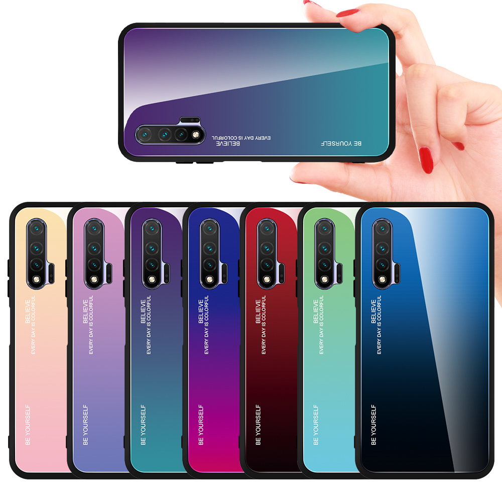 Case Huawei nova 6 #เคสฝาหลัง Gradient Color Glass + PC + TPU Hybrid Case