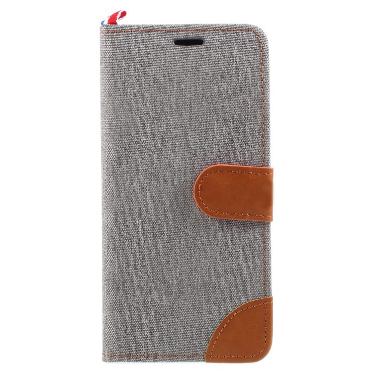 เคส Samsung Galaxy A8 (2018) #เคสฝาพับหนัง PU ผิวผ้ายีนส์สไตล์กระเป๋าสตางค์