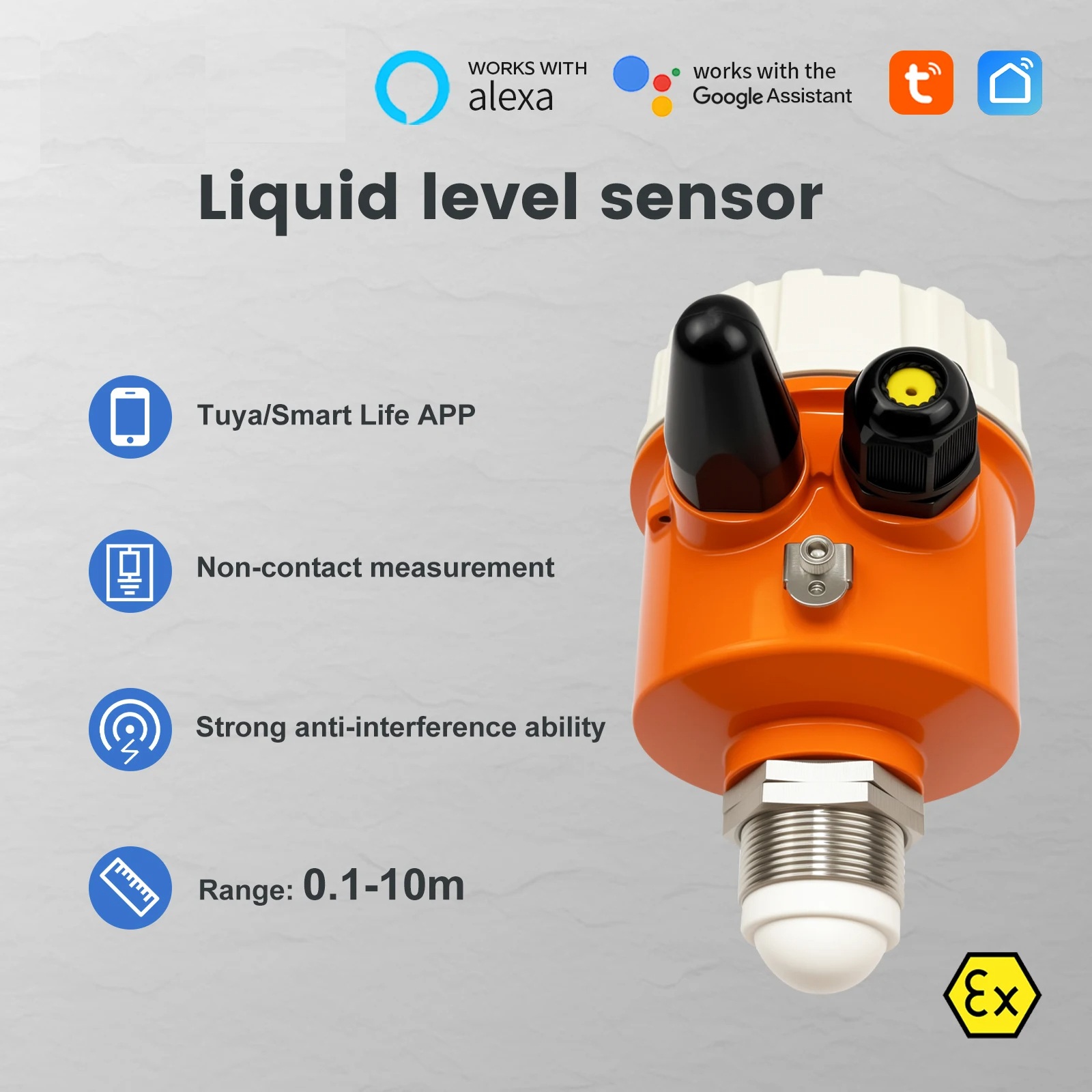 เซ็นเซอร์วัดระดับน้ำในถังสูง 0-10 m พร้อมแอพพลิเคชั่น ทำงานร่วมกับ Google Alexa, Assistance