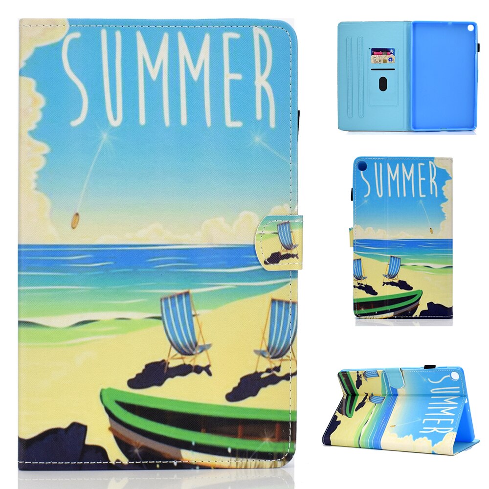 Case Samsung Galaxy Tab S6 Lite 10.4 SM-P610 P615 P617 #เคสฝาพับหนัง PU พิมพ์ลาย Pattern Printing Stand Leather