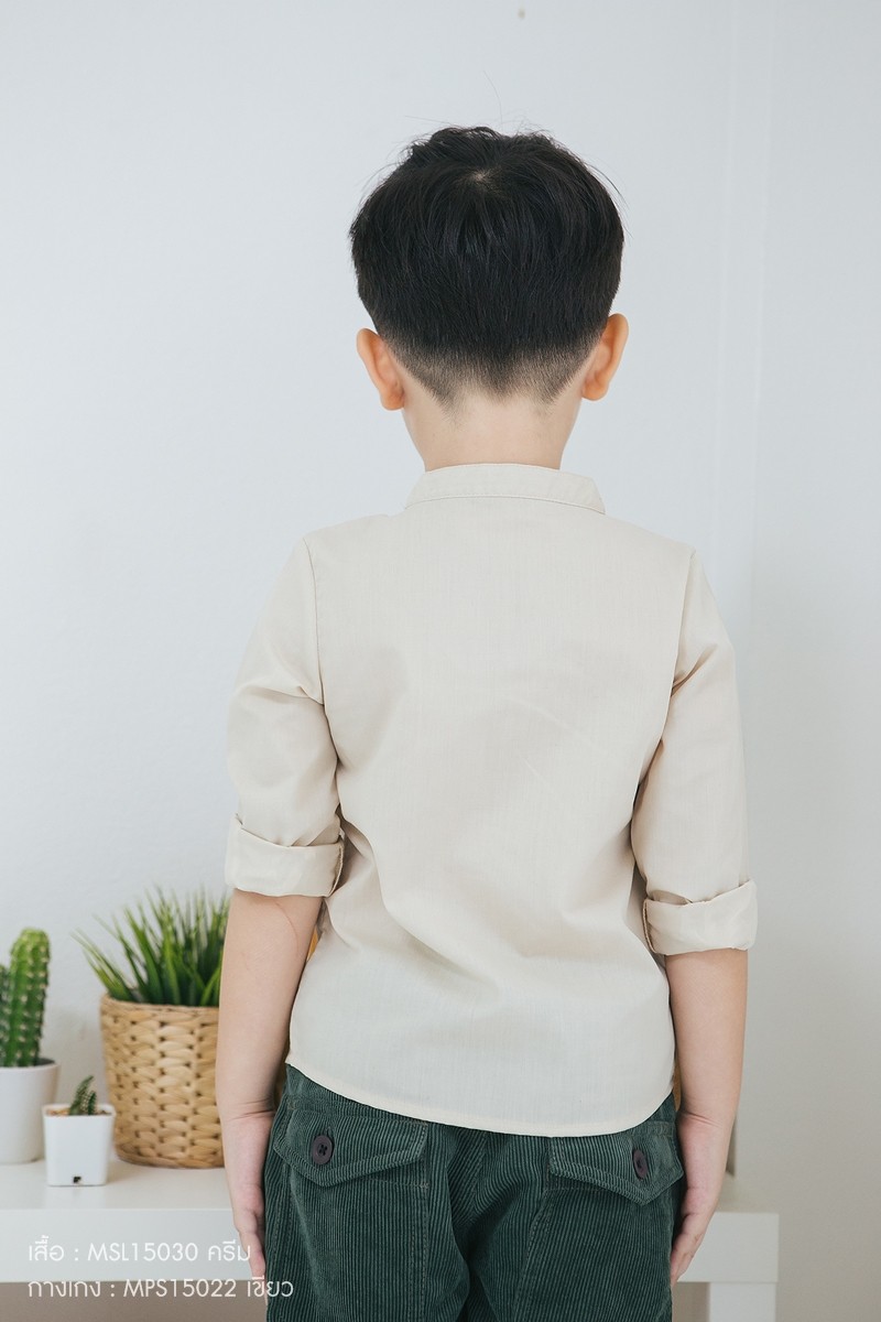 เสื้อเชิ้ตแขนยาว เด็กชาย สีครีม