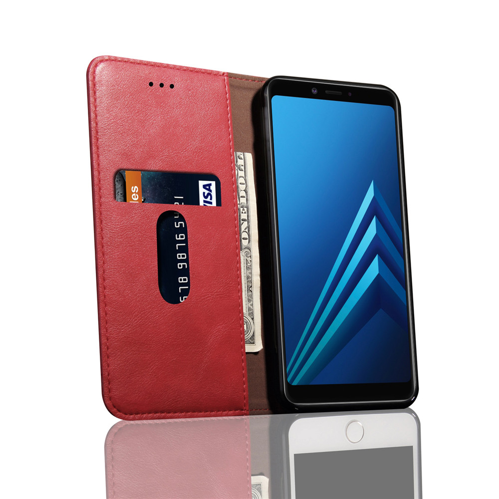 เคส Samsung Galaxy A8+ (2018) #เคสแบบกระเป๋าสตางค์หนัง PU Vintage Leather Wallet