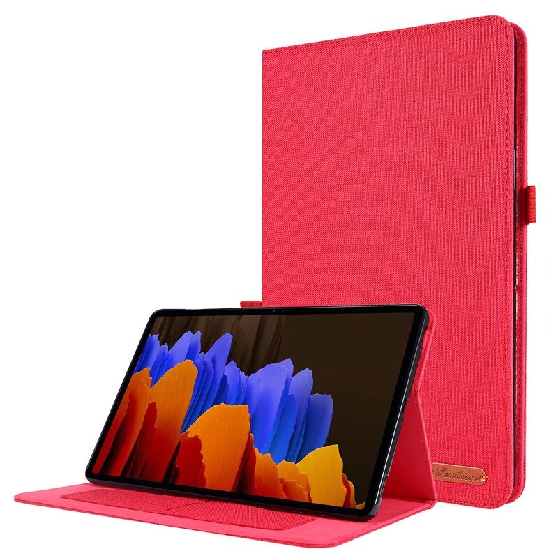 เคส Samsung Galaxy Tab S8 5G 11 นิ้ว SM-X700 SM-X706 #เคสฝาพับหนัง PU ผิวผ้าพับตั้งได้ Cloth Leather Wallet