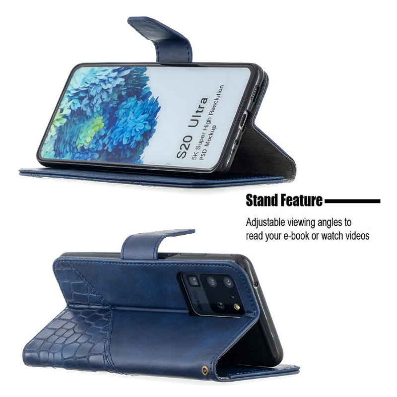 เคส Samsung Galaxy Note 20 / Note 20 5G #เคสฝาพับหนัง PU ลายนูนมีช่องเสียบบัตร Luxury Crocodile Texture Wallet Emboss Leather Stand Phone Case