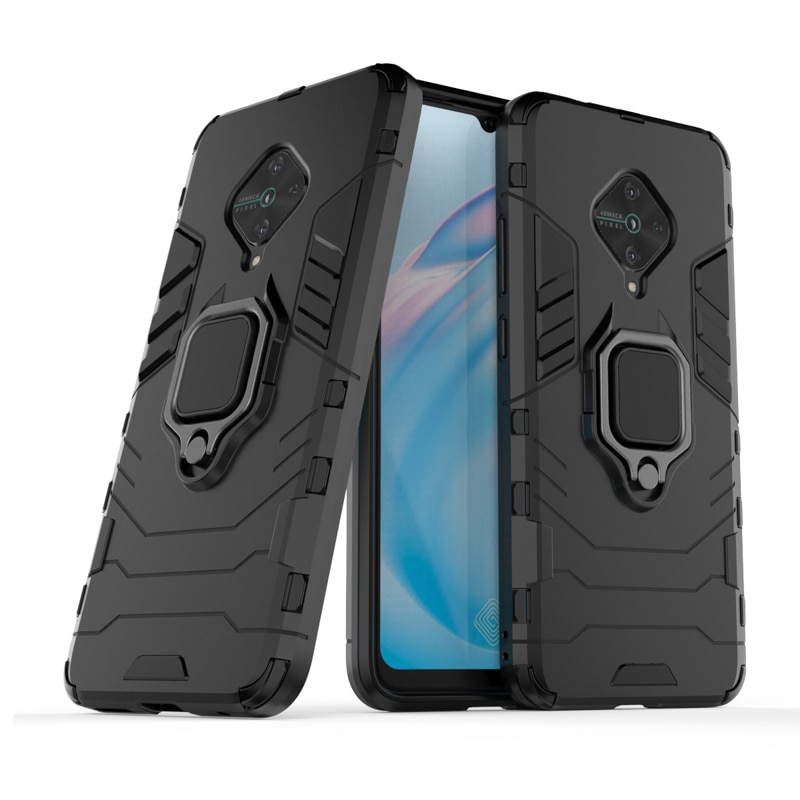 Case Vivo S1 Pro #เคสฝาหลังพลาสติกแข็ง +TPU Hybrid Case มีแหวนสวมนิ้วโลหะ