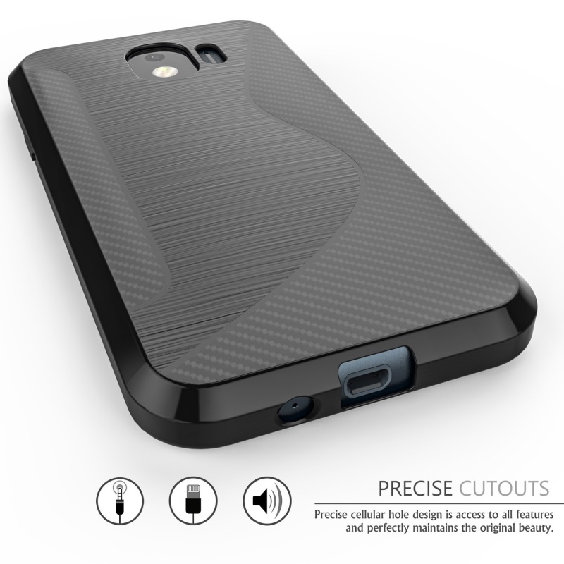 เคส Samsung Galaxy J2 Pro 2018 #เคสฝาหลัง TPU รูป S คาร์บอนไฟเบอร์ผิวแปรง