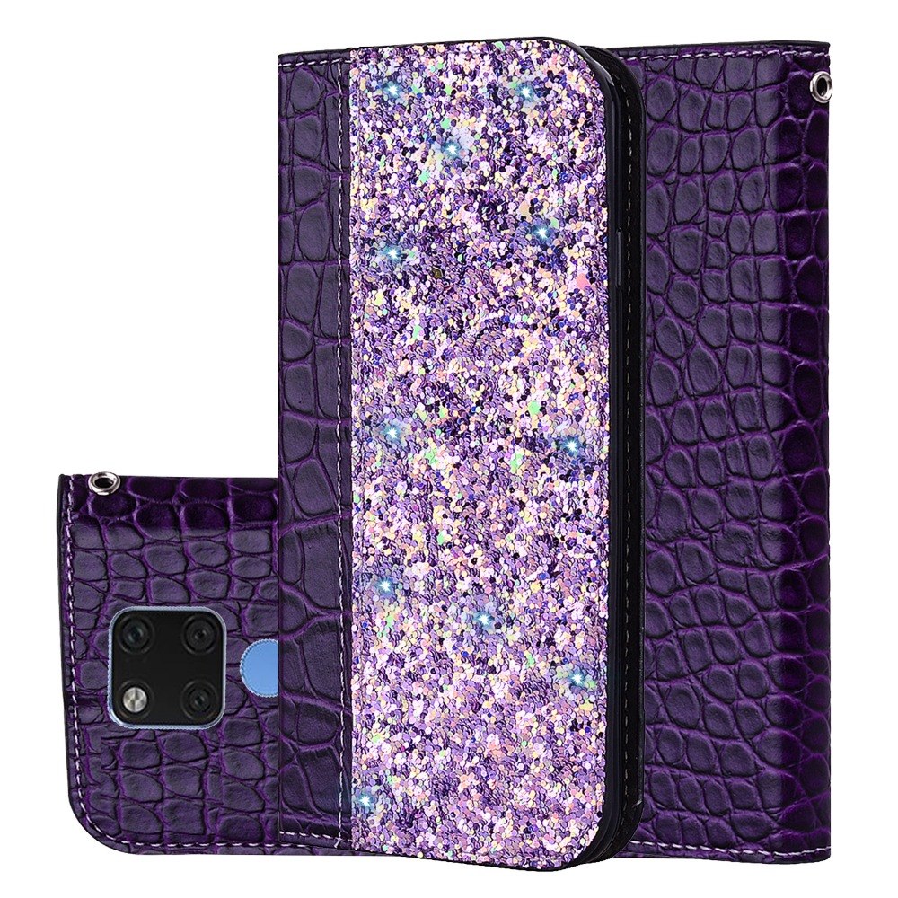 Case Huawei Mate 20 #เคสฝาพับฝาพับหนัง PU ลายหนังจระเข้ Crocquile Texture Glittery Sequins Splicing มีช่องใส่การ์ด