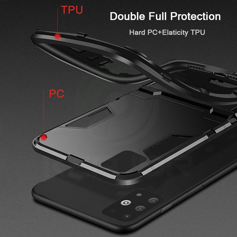 Case Samsung Galaxy A71 #เคสฝาหลังพลาสติก ไฮบริด TPU + Kickstand