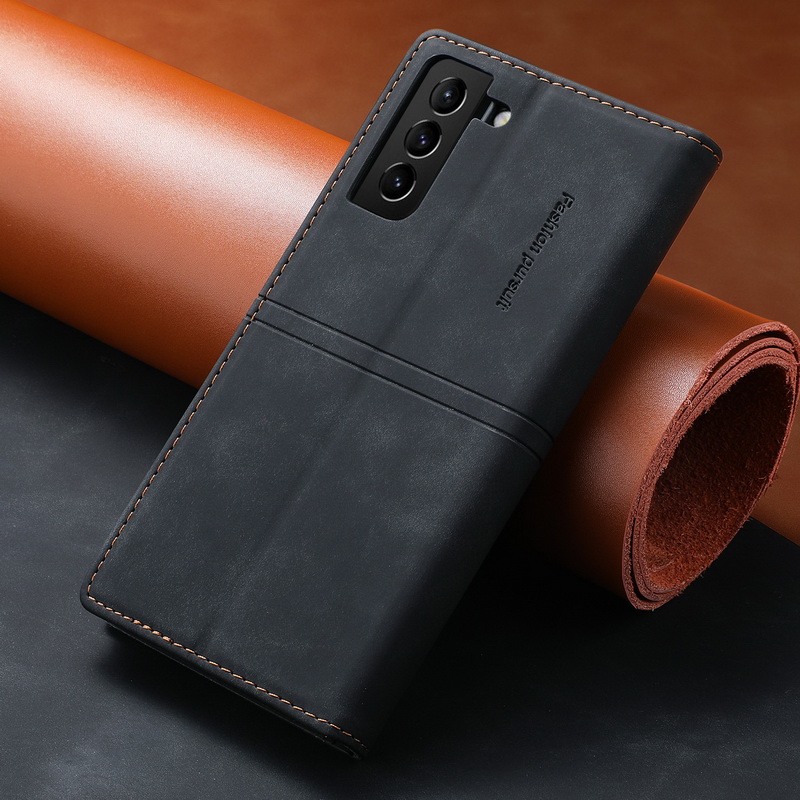 เคส Samsung Galaxy S21 FE 5G #เคสฝาพับหนัง PU แบบกระเป๋าสตางค์ Retro Matte Leather Wallet