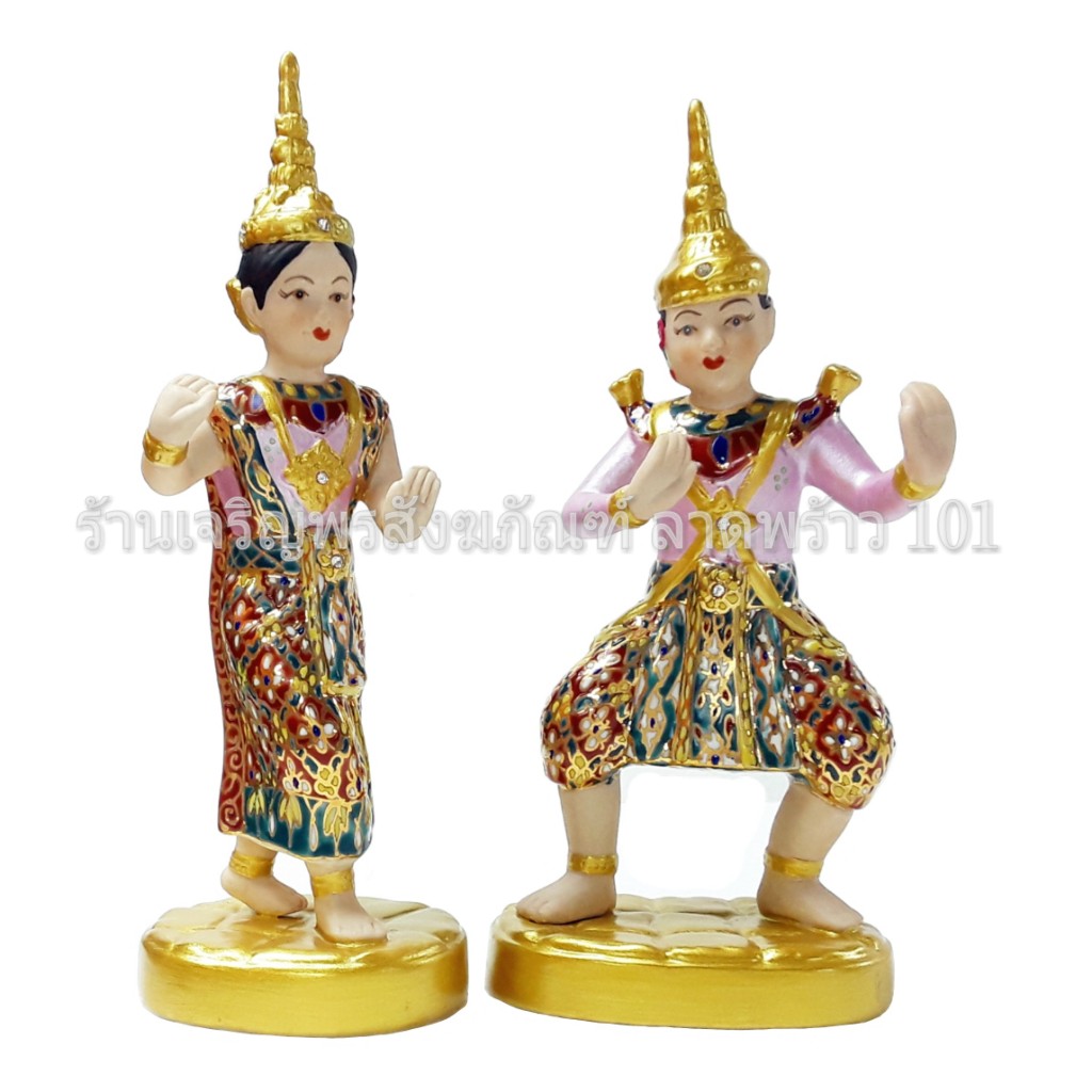 ตุ๊กตานางรำ เซรามิค ลวดลายเบญจรงค์ (อย่างสวย)