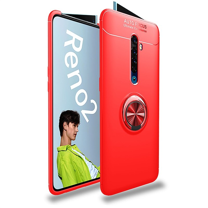 Case OPPO Reno 2 #เคสฝาหลัง TPU Finger Ring Kickstand (แผ่นโลหะแบบ Built-in)
