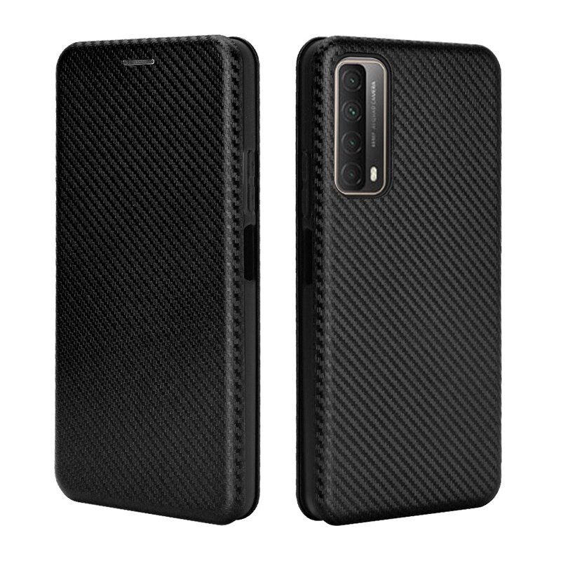 เคส Huawei Y7a #เคสฝาพับลายคาร์บอนไฟเบอร์มีช่องใส่การ์ด Carbon Fiber Wallet Card Slot Magnet Stand Phone Cover