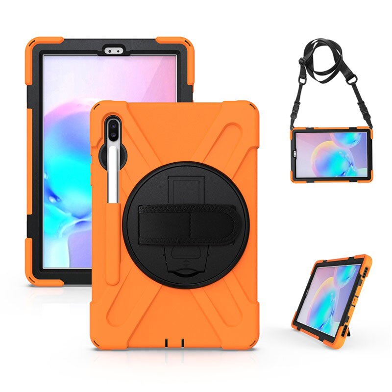 เคส Samsung Galaxy Tab S7 11นิ้ว T870 T875 #เคสฝาหลังกันกระแทก X-Shape 360 Degree Rotary Kickstand PC + Silicone มีสายคล้องมือ มีสายสะพายคล้องไหล่