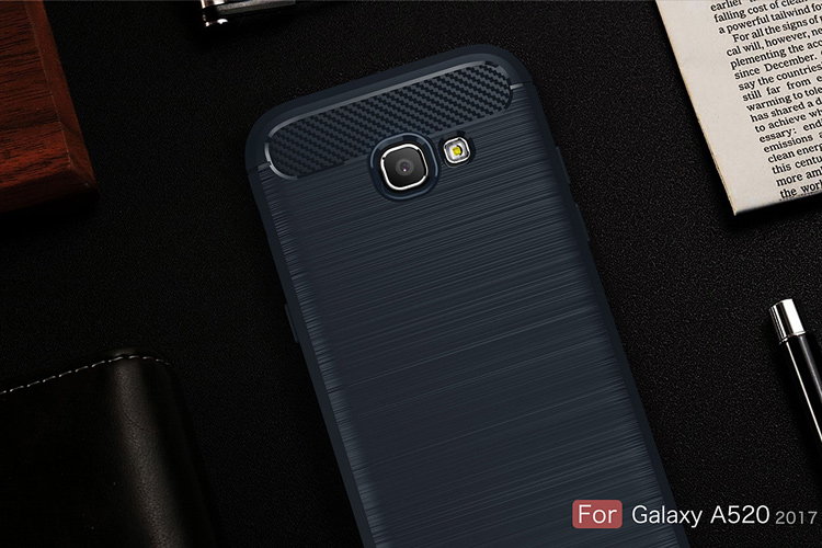 เคส Samsung Galaxy A5 2017 #เคสฝาหลังนิ่มคาร์บอนไฟเบอร์ - สีน้ำเงินเข้ม /พร้อมส่ง