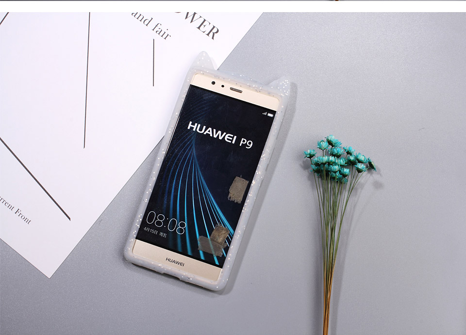 Case Huawei P9 Lite เคสฝาหลัง3D Moustache Cat Soft Silicone Protective Cover