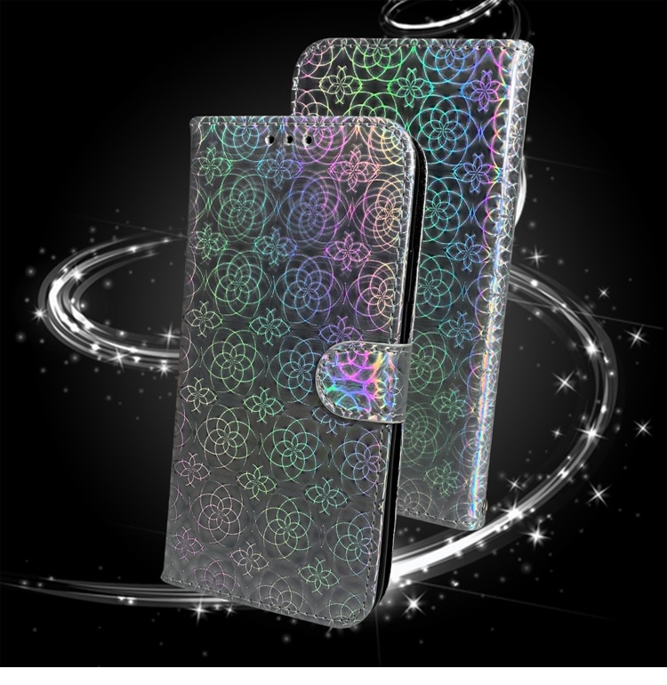 Case Huawei P20 Lite / Nova 3e#เคสฝาพับแบบกระเป๋าสตางค์หนัง PU ผิวเลื่อมลายดอกไม้ Flower Pattern Leather Wallet
