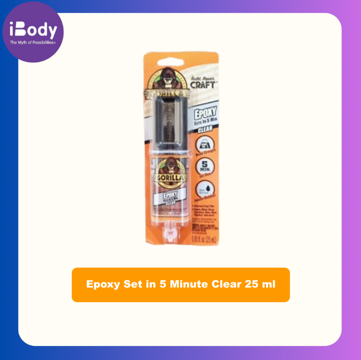Gorilla® Epoxy Set in 5 Minute Clear 25 ml กอริลลา กาว อีพ็อกซี่ เหมาะสำหรับงานหลายพื้นผิว Glue